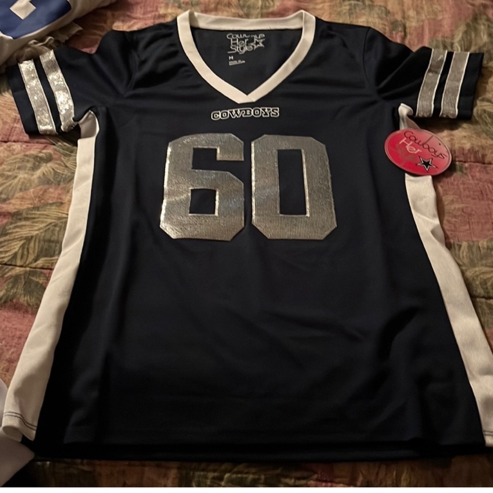 Women's Navy and Silver Jersey Top